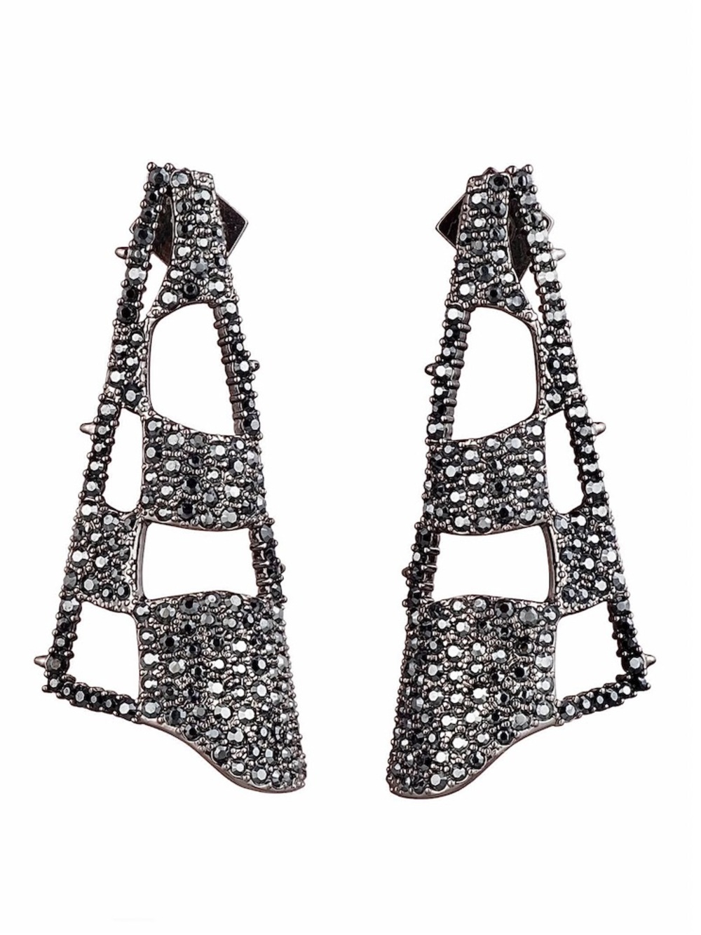 Alexis Bittar Pavé Checkerboard Fan Earrings